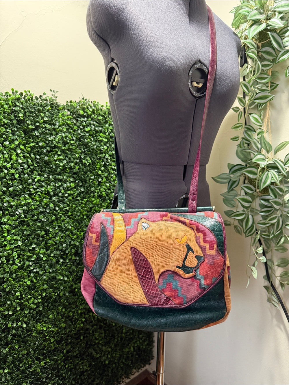 Sharif Multicolor Leopard Patchwork Shoulder Bag